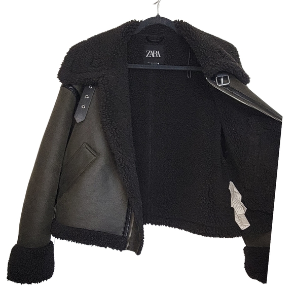 ZARA Women's Aviator-Style Double Faced Jacket Green Size Medium - Picture 6 of 8